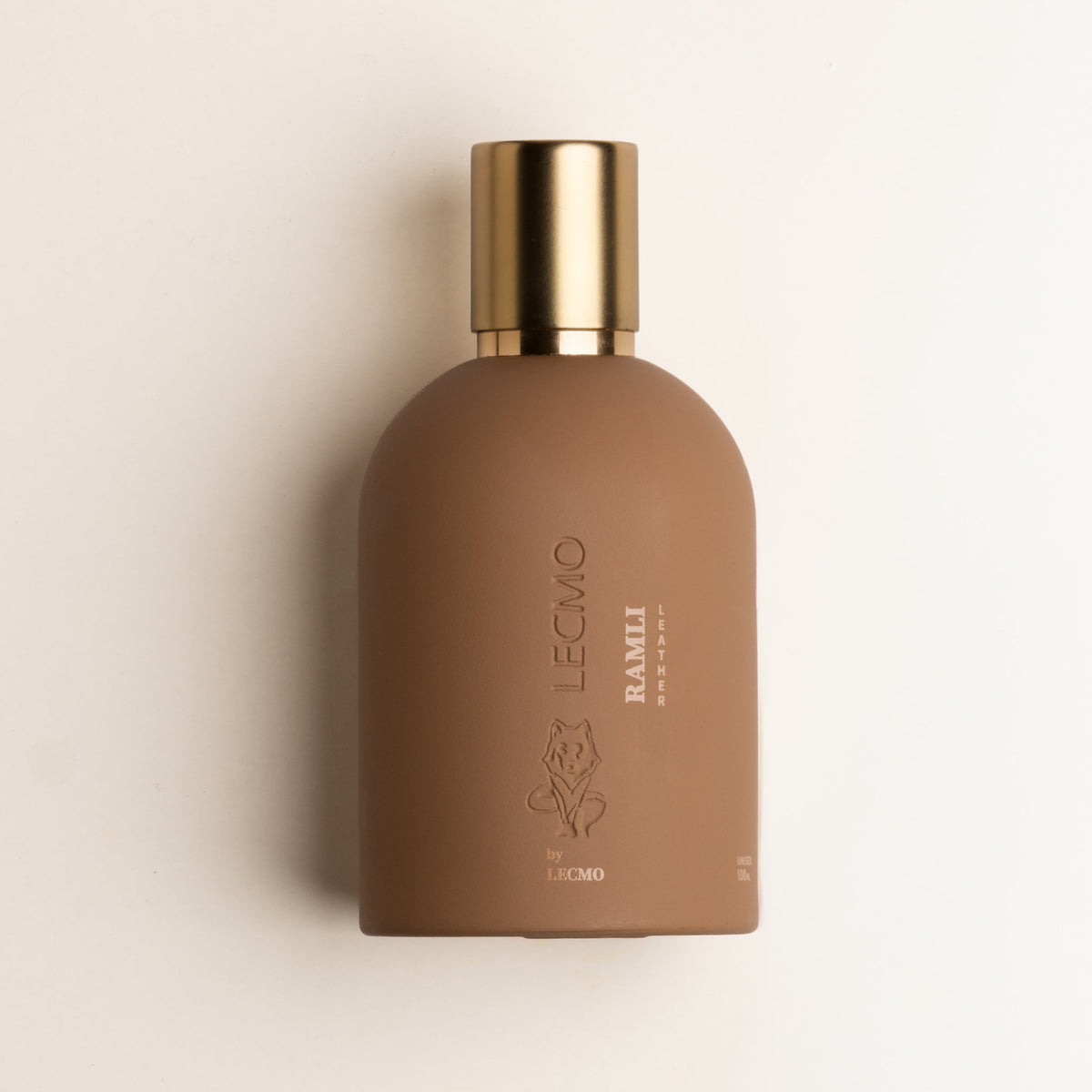 Lecmo Ramli Leather 100 ml, frasco caramelo com tampa dourada